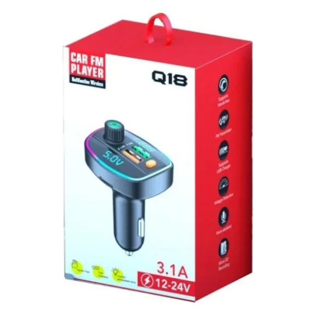 FM модулятор Voltronic Q19 з еквалайзером, 3.1A, USB, TF (FM-Q19EQ)