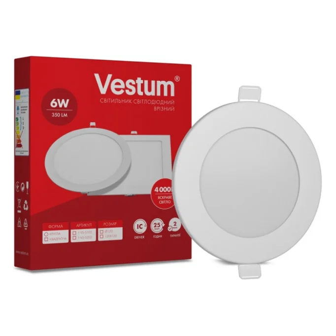 Світильник Vestum LED круглый 6W 4000K 220V (1-VS-5102)