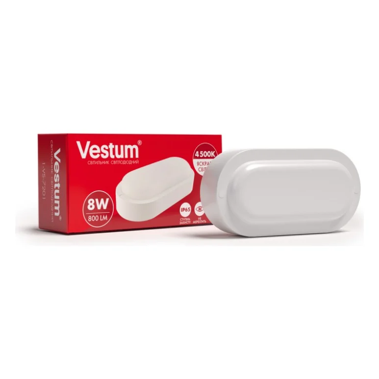 Світильник Vestum ЖКХ LED 8W овал 4500K 220V (1-VS-7201)