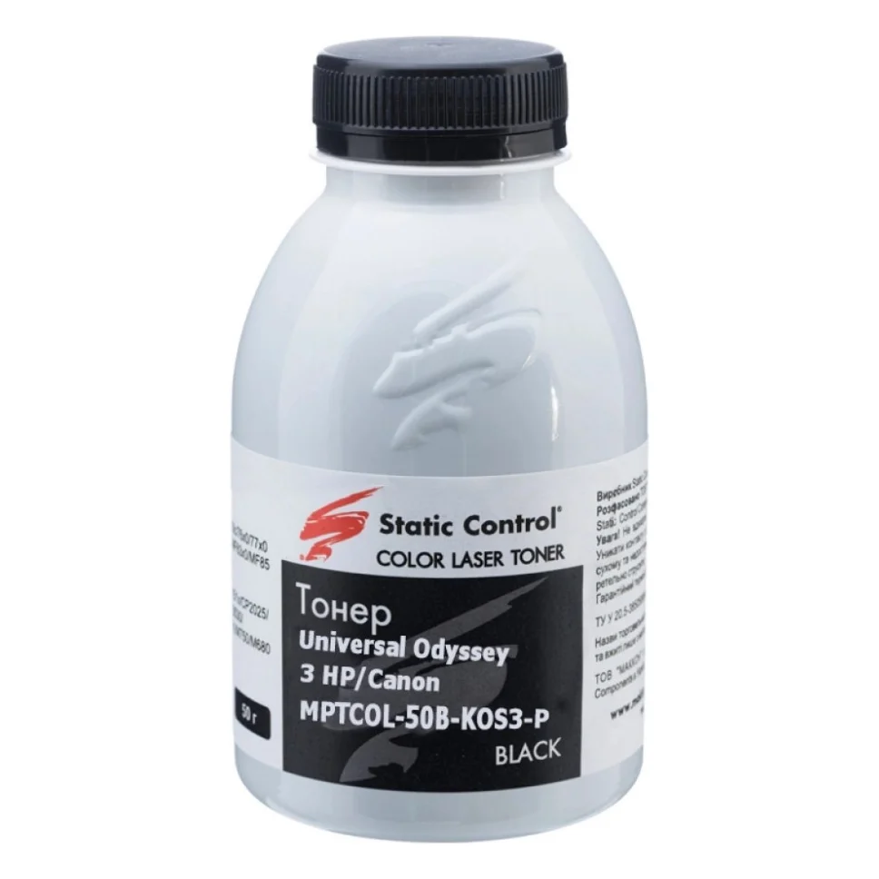 Тонер HP/Canon MPTCOL OS3 50г black (фасовка) Static Control (MPTCOL-50B-KOS3-P)