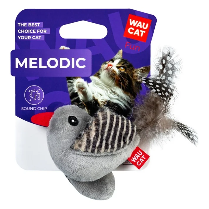 Іграшка для котів Waucat Fun Melodic Пташка зі звуковим чіпом 13 см (7513) — фото 2