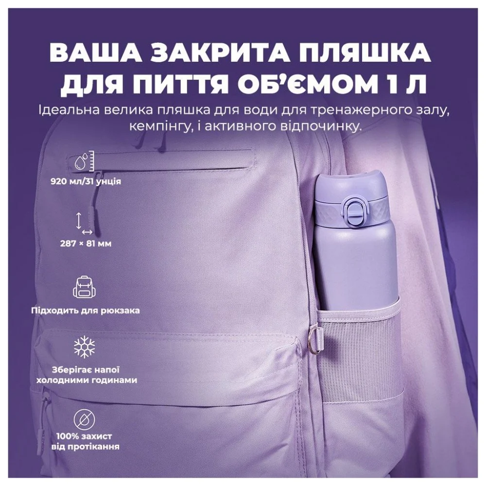 Пляшка для води ION8 OneTouch Vacuum Insulated 920 мл Periwinkle (I8TS1000PERI) — фото 5