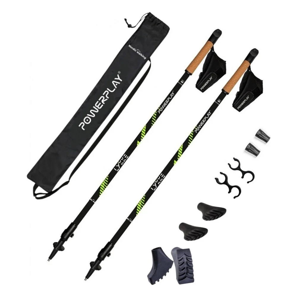 Палиці для скандинавської ходи PowerPlay 9111 Lykke Black/Green 80-135 см (PP_9111_Green)