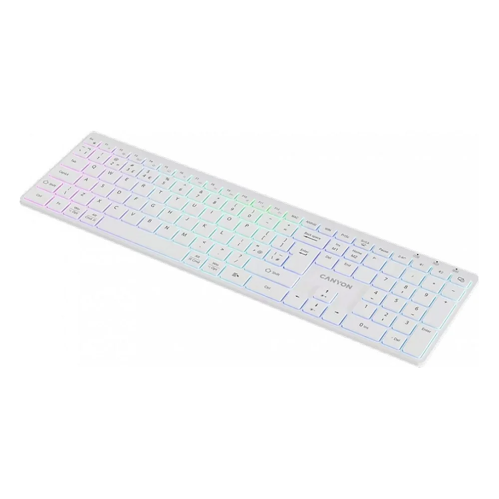 Клавіатура Canyon HKB-W11 UK/US RGB Dual Mode Wireless White (CNS-HBTK11W) — фото 4