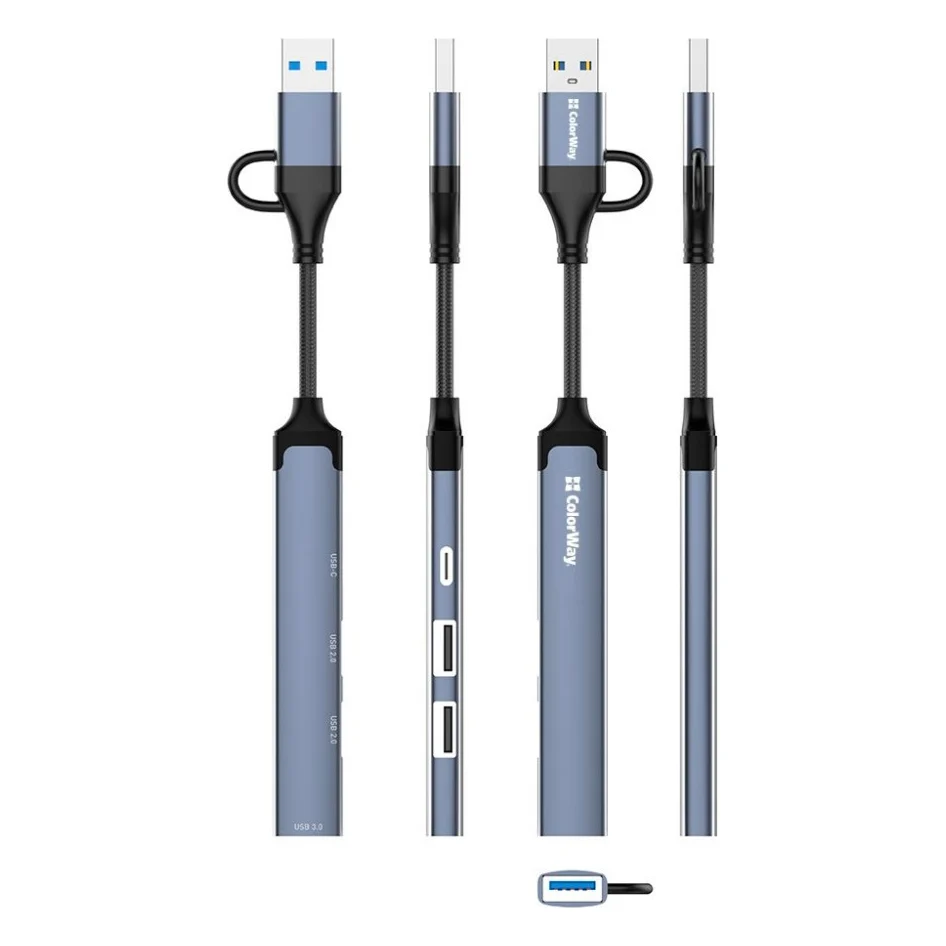 Концентратор ColorWay USB-A/USB-C 4-in-1 USB2.0х2/USB3.0/USB-C2.0 (CW-HUB06) — фото 5