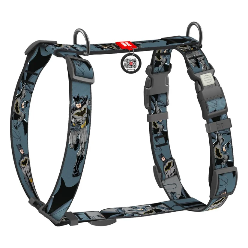 Шлея для собак WAUDOG Nylon H-подібна з QR-паспортом "Тінь Бетмена", пластиковий фастекс S (343-1078)