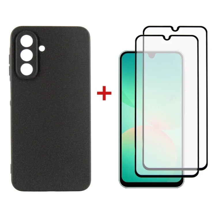 Чохол до мобільного телефона Dengos Kit Samsung Galaxy A26 Carbon + 2 pcs glass (Black) (DG-CTG2P-08)
