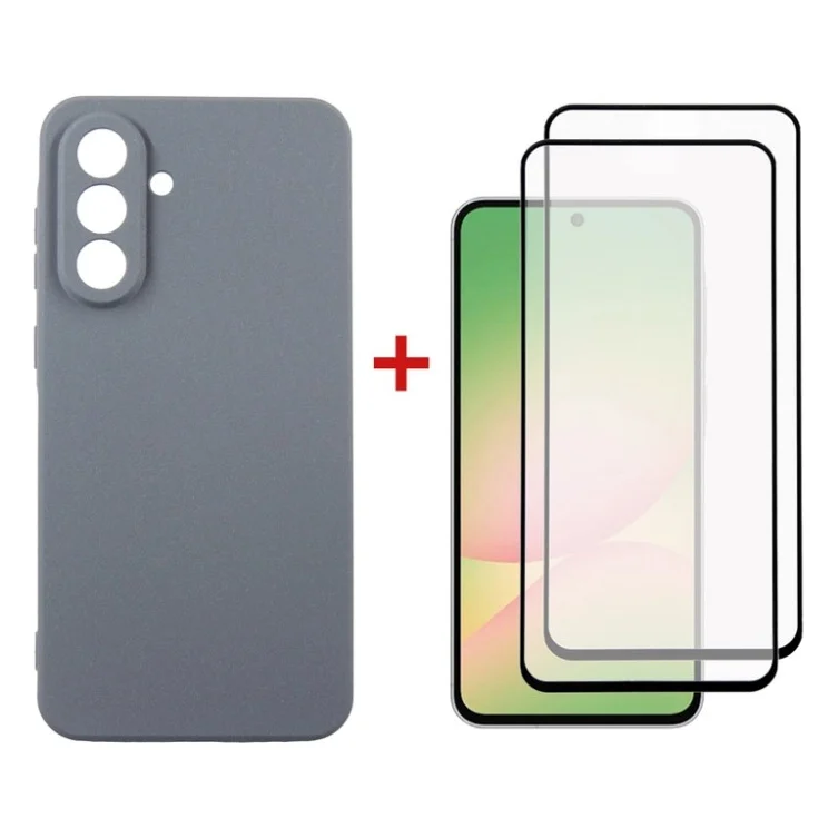 Чохол до мобільного телефона Dengos Kit Samsung Galaxy A56 Carbon + 2 pcs glass (Grey) (DG-CTG2P-09)