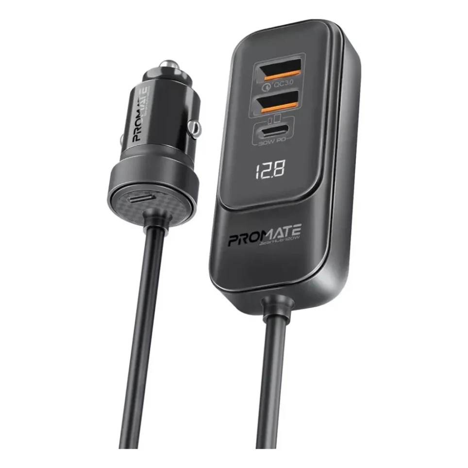Зарядний пристрій Promate gearhub-120w.black