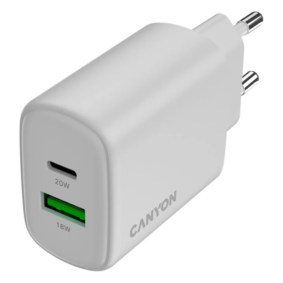 Зарядний пристрій Canyon OnCharge 200 20W 1xPD 1xQC EU White (CNE-CHA200-21)