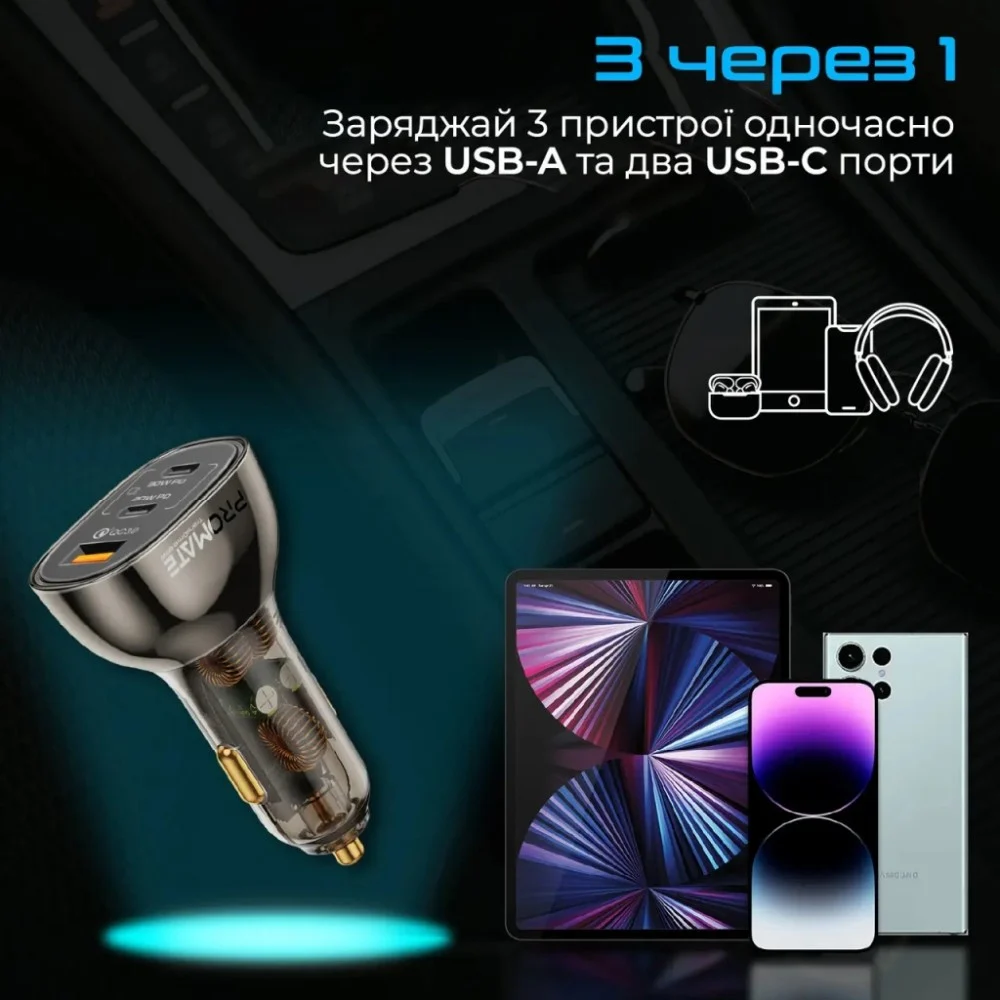 Зарядний пристрій Promate transdrive-80w — фото 3