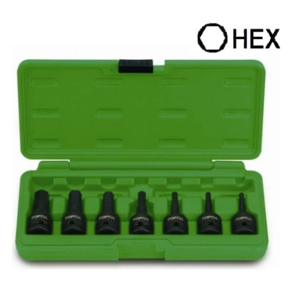Набір біт Toptul ударних HEX 1/2" 4-14мм 7 шт. (GDAI0702)