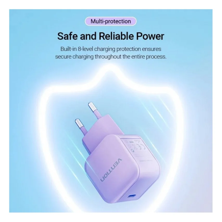 Зарядний пристрій Vention 1xUSB-C 20W PD3.0/QC3.0 Purple (FEJV0-EU) — фото 2