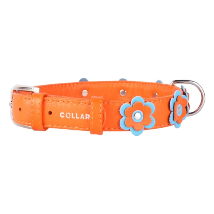 Нашийник для тварин Collar GLAMOUR з оздобленням "Аплікація" Ш 35 мм Д 46-60 см помаранчевий (35044)