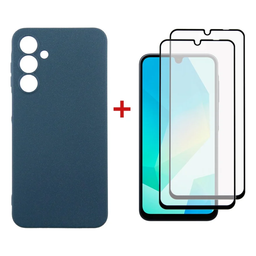 Чохол до мобільного телефона Dengos Samsung Galaxy A16 Carbon + glass 2pcs (Blue) (DG-CTG2P-07)