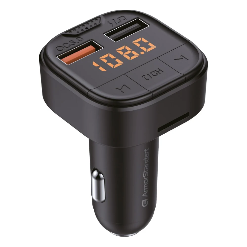 FM модулятор Armorstandart ASF1 18W QC3.0 2xUSB black (ARM82826)