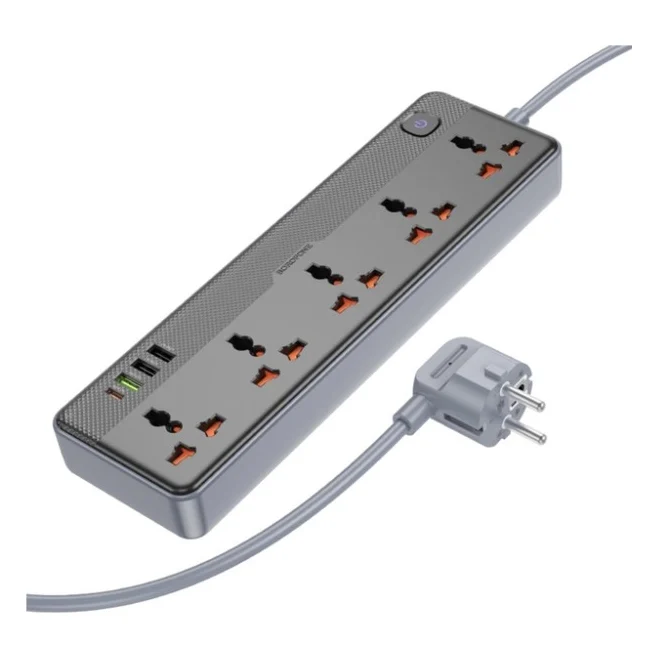 Мережевий фільтр живлення BOROFONE BAC5A Lord 5 position socket PD20W/1C3A 3м Black — фото 4