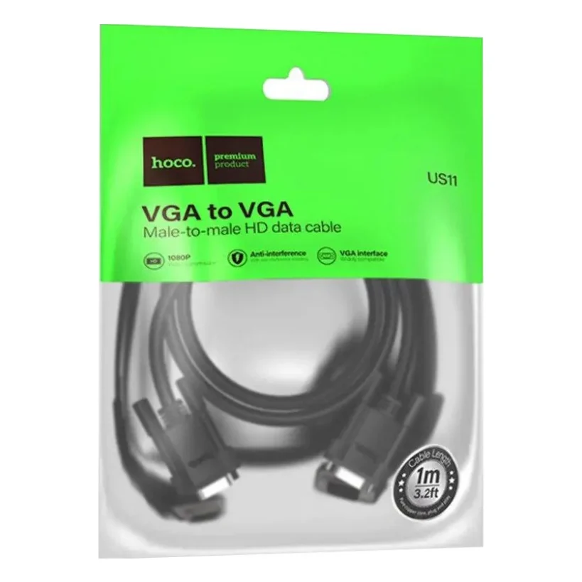 Кабель мультимедійний VGA to VGA 1.0m US11 HD Black HOCO (6942007628204) — фото 5
