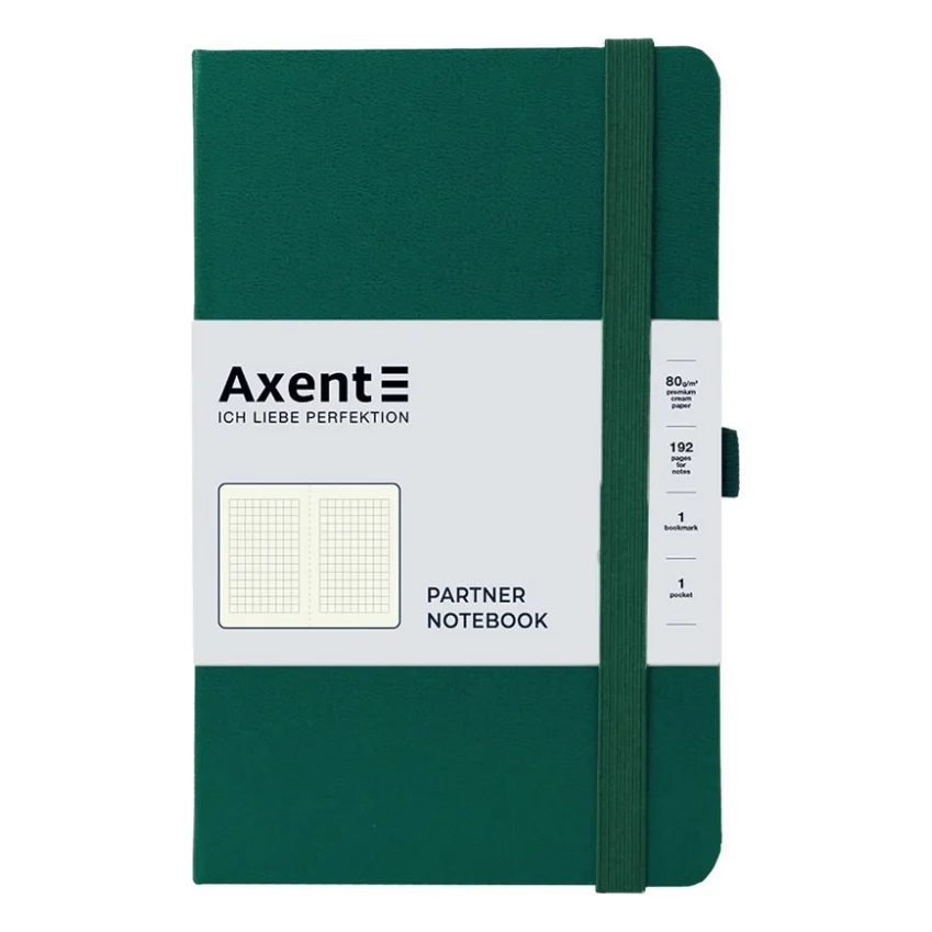 Книга записна Axent Partner 125x195 мм 96 аркушів, клітинка зелений ліс (8201-61-A)