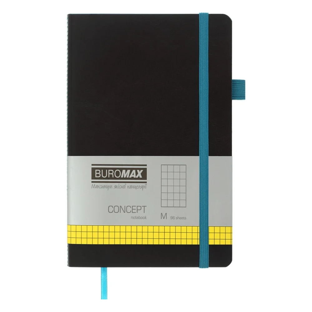 Книга записна Buromax Concept 125x195 мм 96 аркушів в клітинку обкладинка зі штучної шкіри Салатова (BM.291162-15)