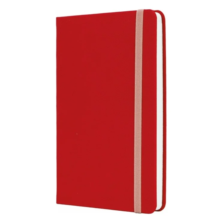 Книга записна Optima А5 SQUARE, тверда обкладинка, гумка, білий блок клітинка, червоний (O27100-03)
