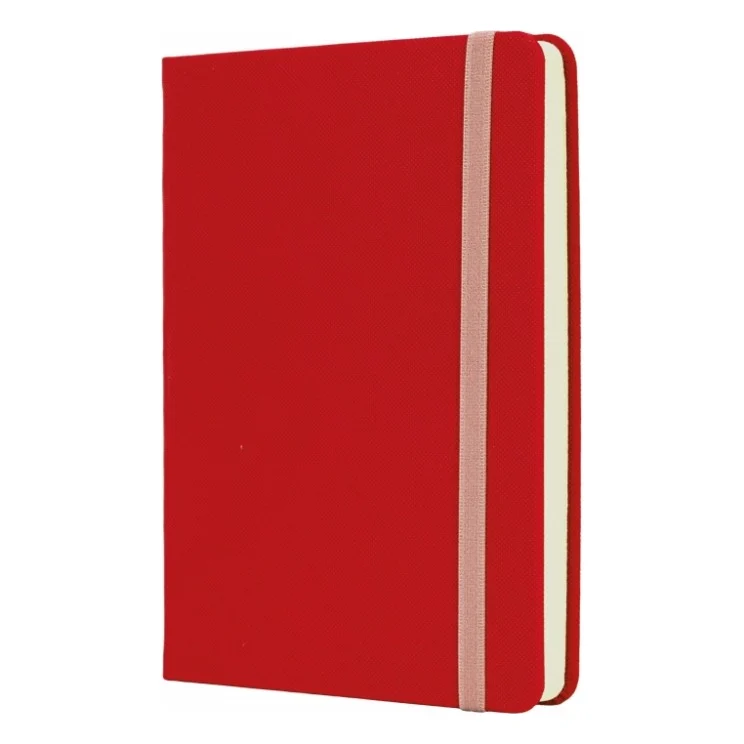 Книга записна Optima А6 SQUARE, тверда обкладинка, гумка, кремовий блок лінія, червоний (O20386-03)