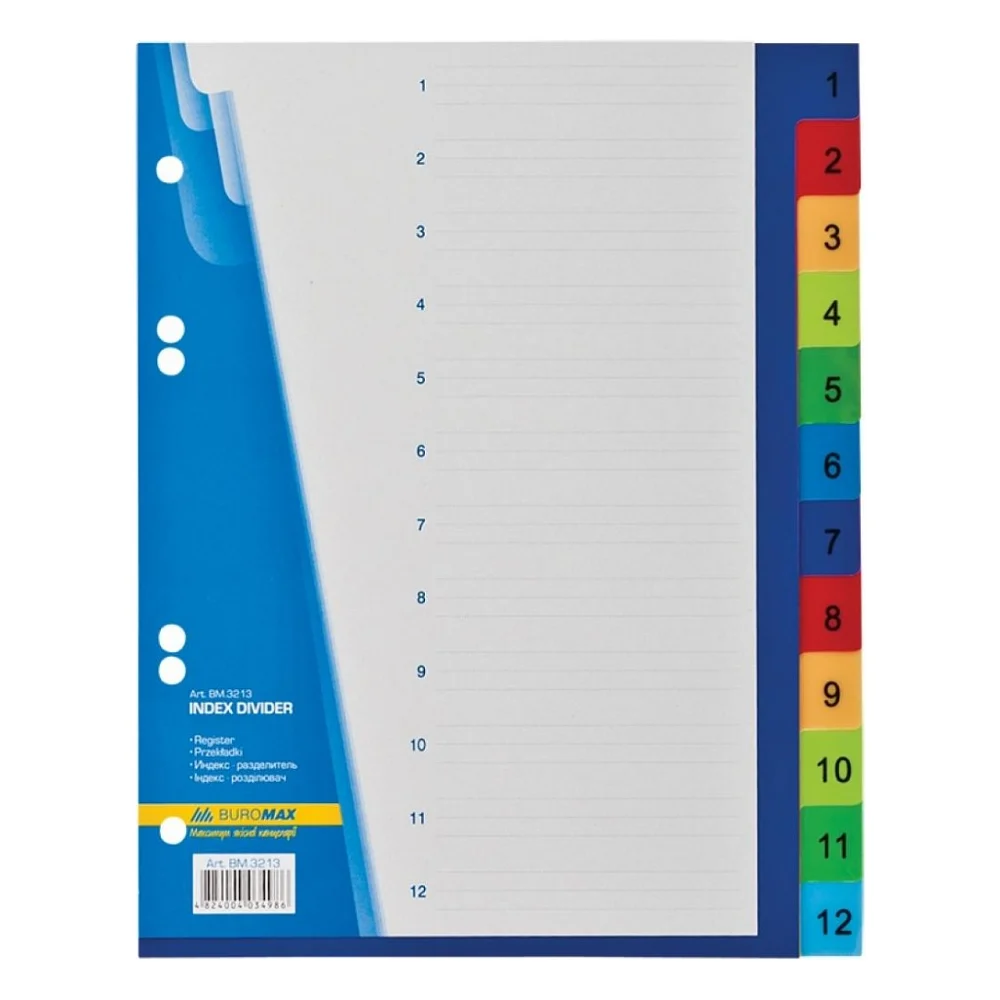 Роздільник сторінок Buromax А5 numeric, 12 dividers (BM.3213)
