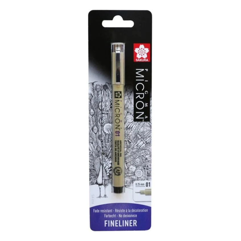 Лайнер Sakura Pigma Micron (0.1) 0,25 мм Чорний у блістері (8712079441579)