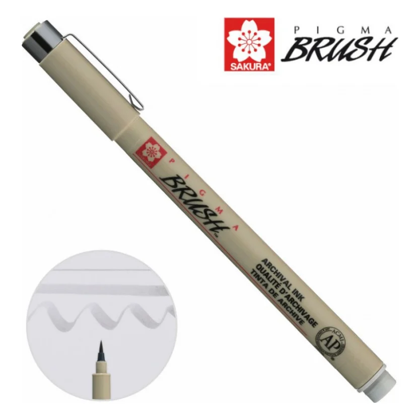 Лайнер Sakura пензель PIGMA Brush, Сірий світлий (084511333000)