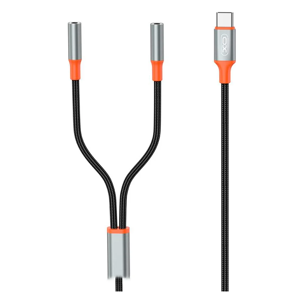 Перехідник USB-C to 2x3.5mm F 1.0m NB-R269B black XO (NB-R269B.black)