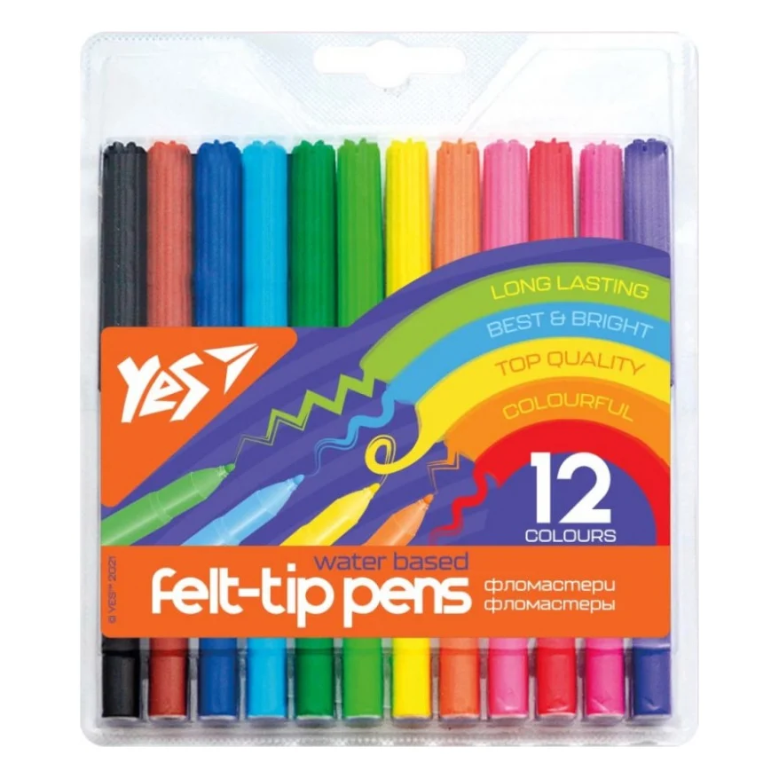 Фломастери Yes Erudite, 12 кольорів (650459)