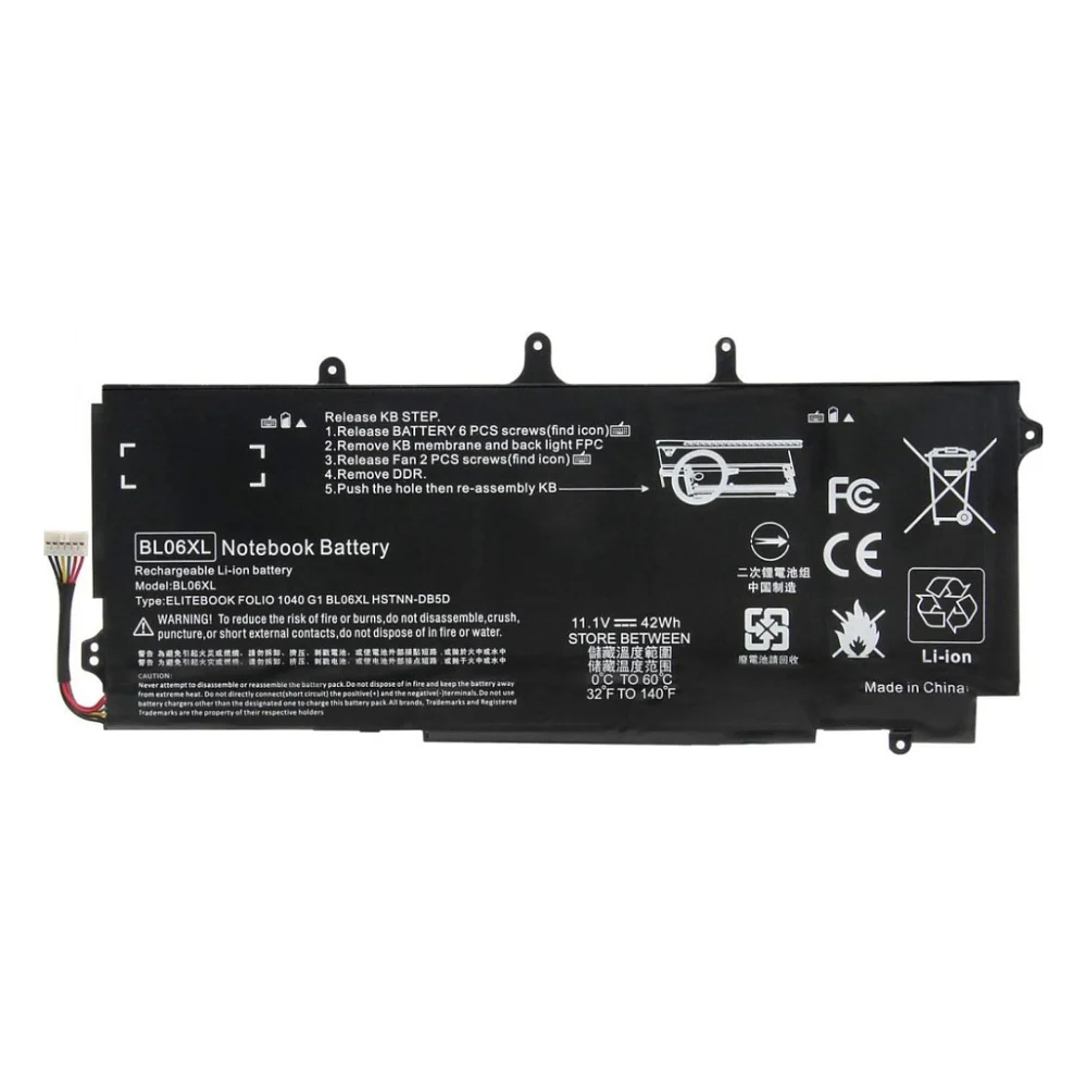 Акумулятор до ноутбука HP EliteBook Folio 1040 G2 BL06XL, 46Wh (4000mAh), 6cell, 11.55V, Li-Pol AlSoft (A71086)