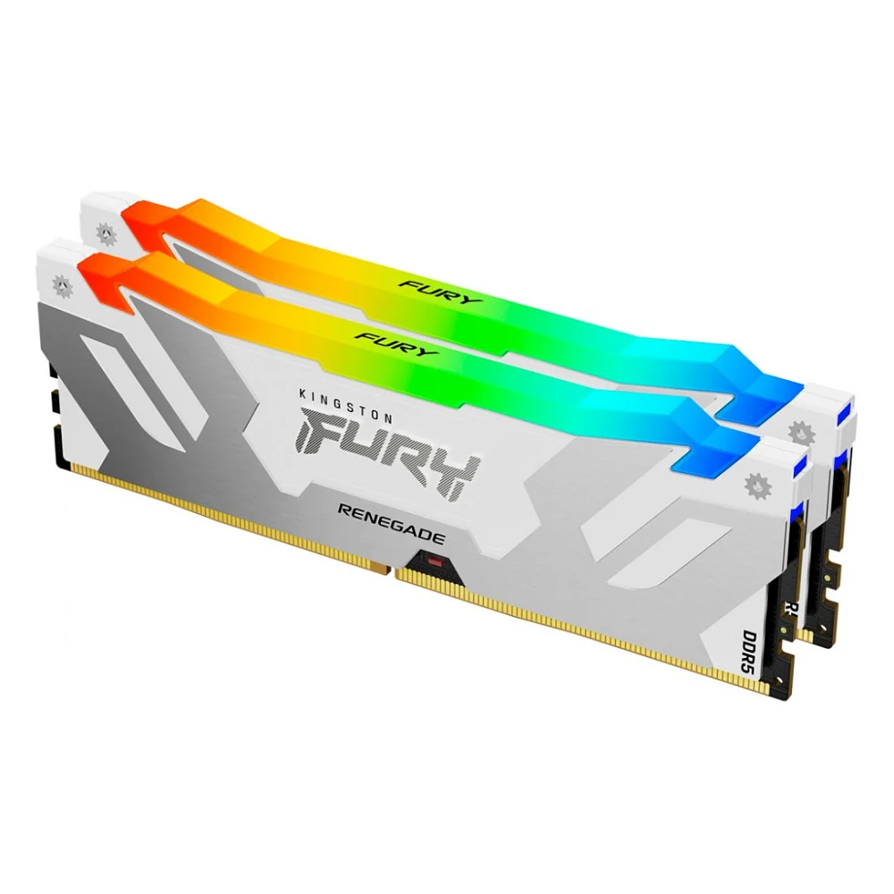 Модуль пам'яті для комп'ютера DDR5 48GB (2x24GB) 8000 MHz Renegade RGB White/Silver Kingston Fury (ex.HyperX) (KF580C38RWAK2-48)