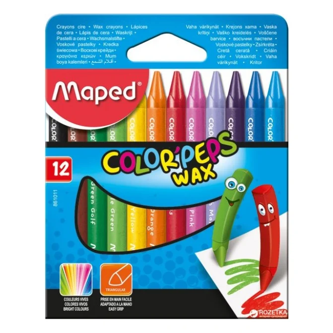 Олівці кольорові Maped Color Peps Wax Crayons воскові 12 кольорів (MP.861011)