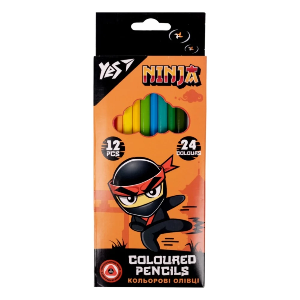 Олівці кольорові Yes Ninja двосторонні 12 шт. 24 кол. (290707)