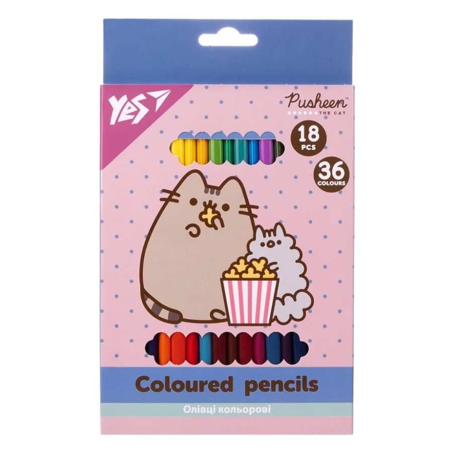 Олівці кольорові Yes Pusheen 18 шт 36 кол. (290769)
