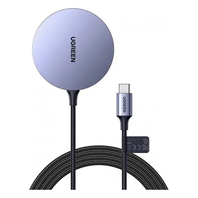 Бездротовий зарядний пристрій Ugreen D245 Magnetic Wireless Charger 15W Max Gray (30233)