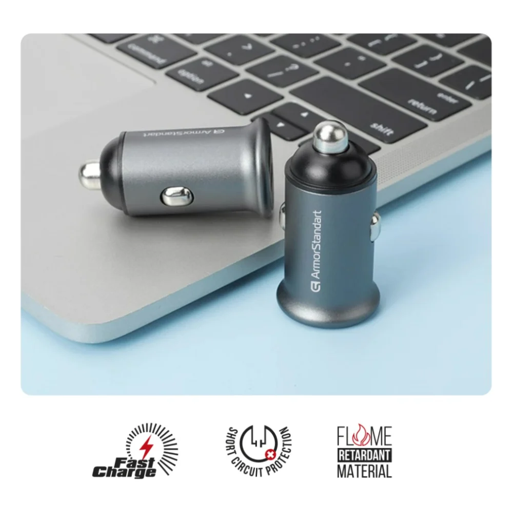 Зарядний пристрій Armorstandart USB Type-C PD20W + USB QC 3.0 Grey + cable USB-C (ARM82461) — фото 5