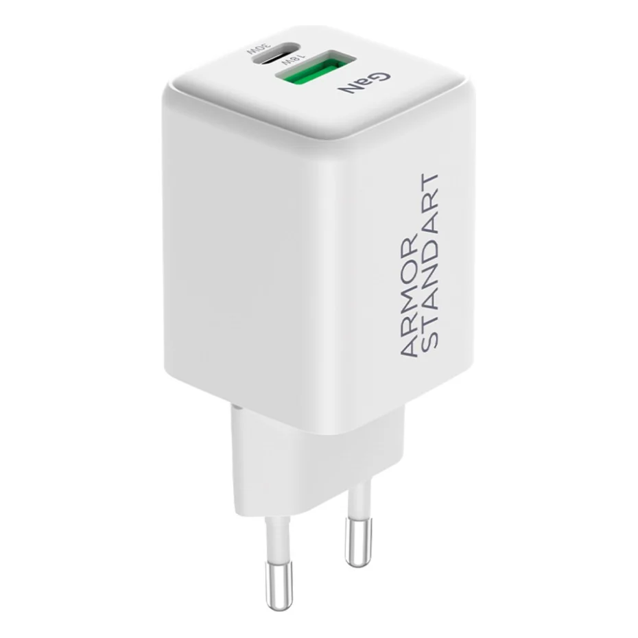 Зарядний пристрій Armorstandart AR371 30W GaN Type-C + USB White (ARM77549)
