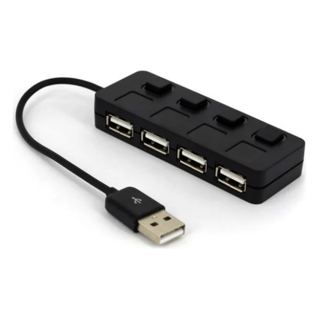 Концентратор Voltronic USB 2.0 to 4xUSB with LED buttons black (YT-H4L-B)
