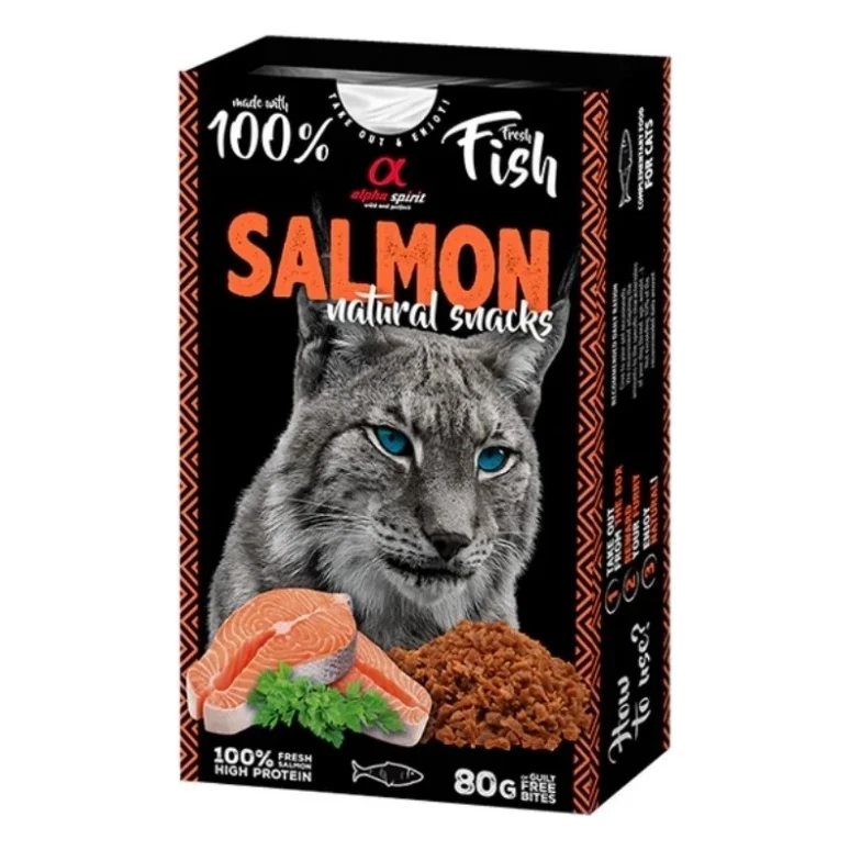 Ласощі для котів Alpha Spirit Cat Salmon Natural Snacks з лососем 80 г (8436586311773)