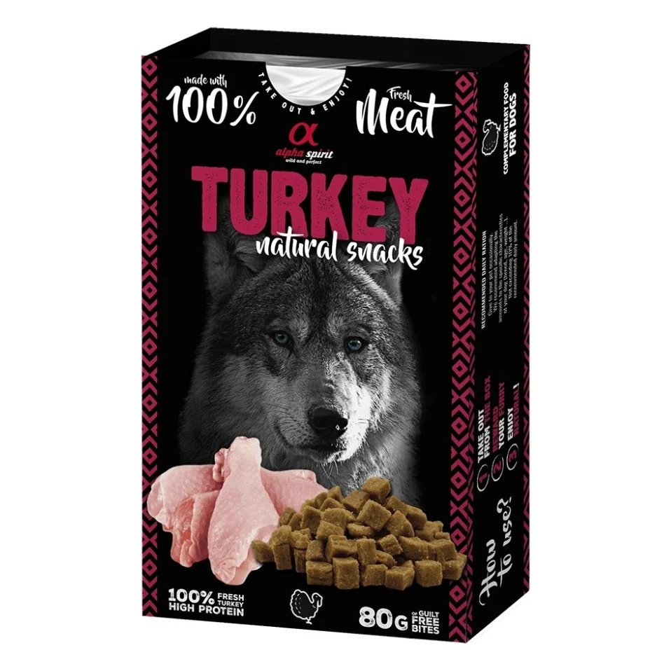 Ласощі для собак Alpha Spirit Dog Turkey Natural Snacks 80 г (8436586311841)