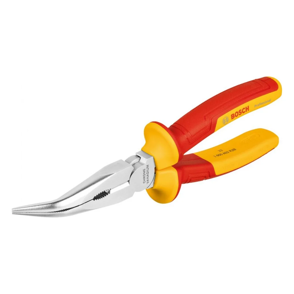Плоскогубці Bosch Professional, з довгим носом зігнуті, 200 мм, (40°), VDE (1.600.A02.NE4)