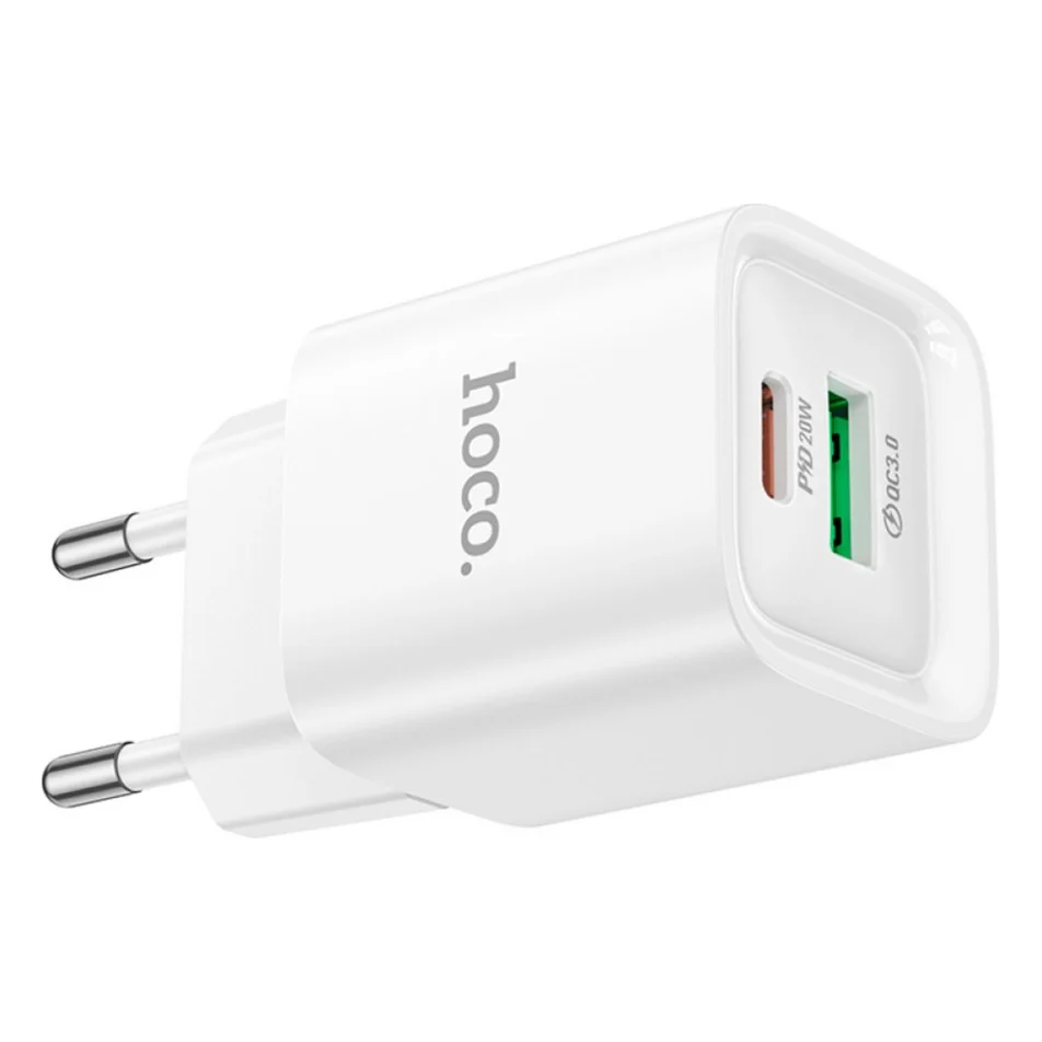 Зарядний пристрій HOCO C147A Charm 1xUSB-C PD20W + 1xUSB QC3.0 White (6942007630276) — фото 5