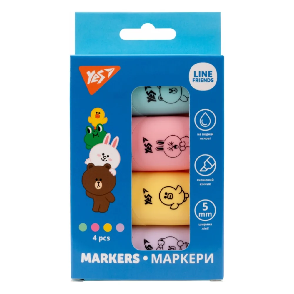 Набір маркерів Yes текстовий Line Friends 4 шт (390711)