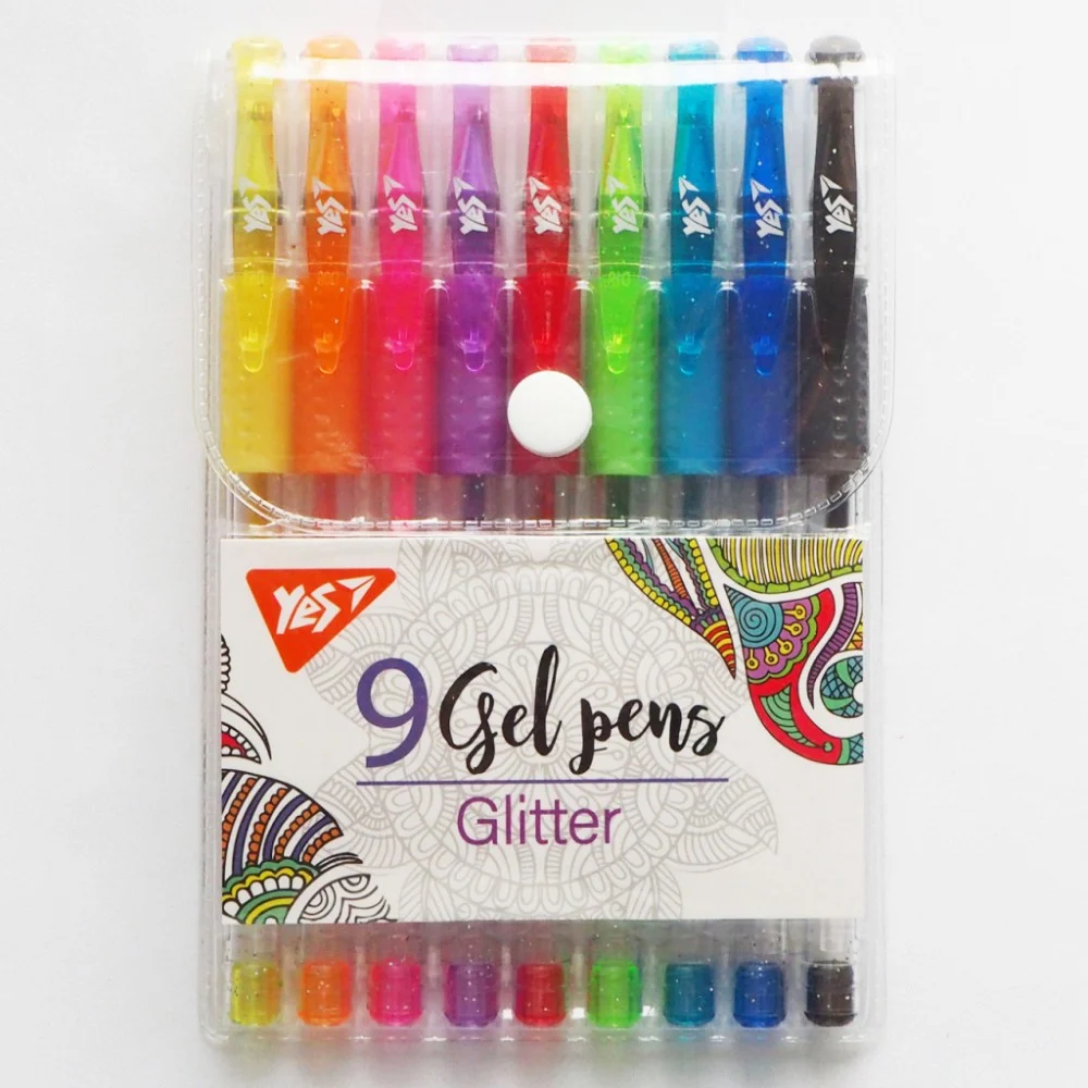 Ручка гелева Yes набір Glitter 9 штук (420431)