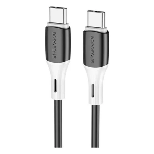 Дата кабель USB-C to USB-C 1.0m 3A 60W silicone black BOROFONE (6974443384802)