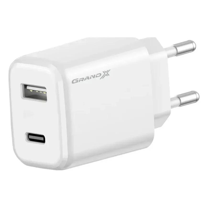 Зарядний пристрій Grand-X CH-890 Fast Charge 1xUSB-C PD20W + 1xUSB QC4.0 + AFC SCP FCP Black (CH-890)