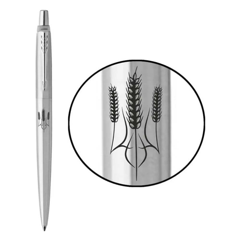 Ручка кулькова Parker JOTTER 17 UKRAINE SS CT BP Тризуб із колосків (16132_T059b)