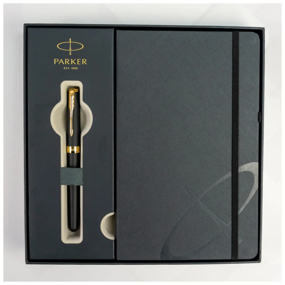 Ручка пір'яна Parker SONNET 17 Matte Black Lacquer GT  FP F + блокнот Parker + подар.упаковка GIFT24 (84 811b24) — фото 4